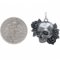 Sterling Silver Skull and Roses Pendant 22x19mm