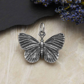 Sterling Silver Dimensional Butterfly Pendant 21x24mm