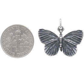 Sterling Silver Dimensional Butterfly Pendant 21x24mm