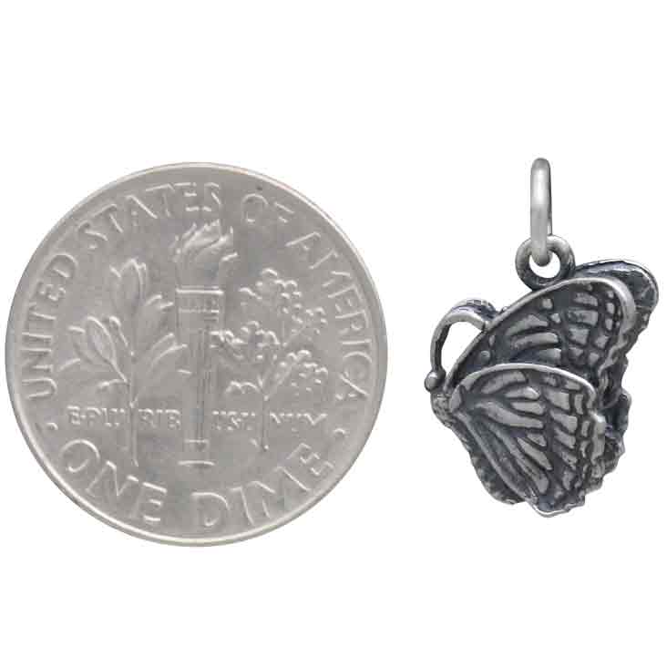 Sterling Silver 3D Butterfly Charm 16x12mm