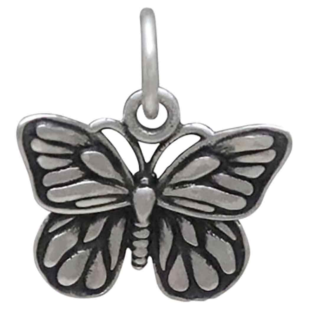 Sterling Silver Monarch Butterfly Charm Front View