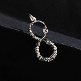 Sterling Silver Infinity Ouroboros Snake Charm 31x13mm