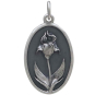 Silver Iris Charm - February Birthflower Front View