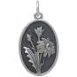 Silver Daisy Charm - April Birthflower Front View