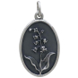 Silver Lily of the Valley Charm - May Birthflower Front View