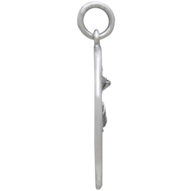 Silver Cosmo Charm - October Birthflower Side View