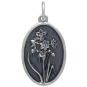 Silver Narcissus Charm - December Birthflower Front View