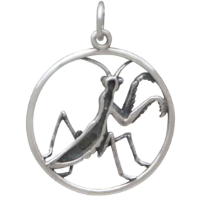 Sterling Silver Praying Mantis Pendant Back View