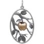 Sterling Silver Leaf Pendant with Bronze Apple Front View