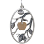 Sterling Silver Leaf Pendant with Bronze Apple Back View