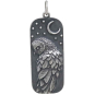 Sterling Silver Barn Owl and Moon Pendant Front View