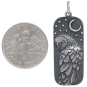 Sterling Silver Barn Owl and Moon Pendant with Dime