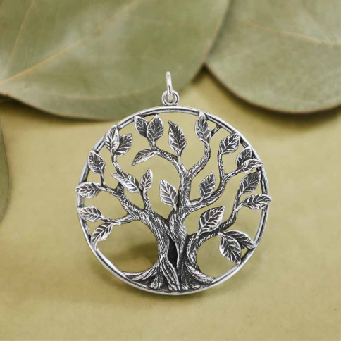 Sterling Silver Dimensional Tree of Life Pendant 36x30mm