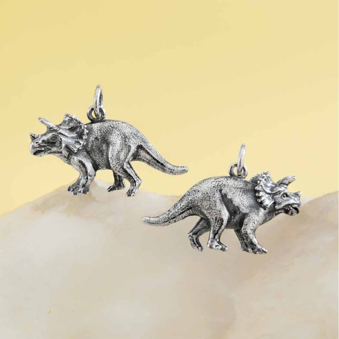Sterling Silver Triceratops Charm 17x24mm