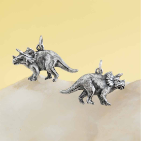 Sterling Silver Triceratops Dinosaur Charm 17x24mm