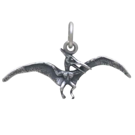 Sterling Silver Pterodactyl Dinosaur Charm Front View