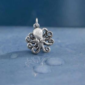 Sterling Silver Baby Octopus Charm 19x14mm