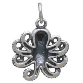Sterling Silver Baby Octopus Charm 19x14mm back view