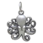 Sterling Silver Baby Octopus Charm 19x14mm front view