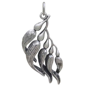 Sterling Silver Kelp Pendant 31x13mm back view