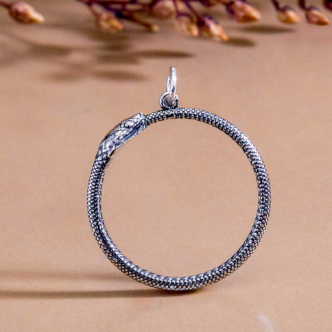 Sterling Silver Large Ouroboros Pendant 31x25mm