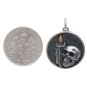 Sterling Silver Candle and Skull Pendant w Bronze with Dime