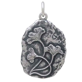 Sterling Silver Crinoid Fossil Pendant Front View