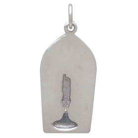 Sterling Silver Candle Charm w Bronze Flame Back View