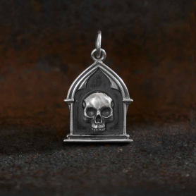 Sterling Silver Reliquary Skull Charm 21x13mm