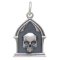 Sterling Silver Reliquary Skull Charm Front View