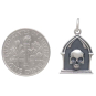 Sterling Silver Reliquary Skull Charm with Dime