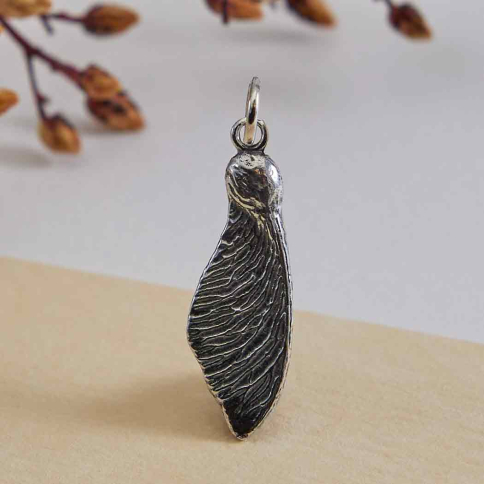 Sterling Silver Single Maple Seed Pod Charm 28x8mm