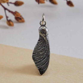 Sterling Silver Single Maple Seed Pod Charm 28x8mm