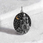 Sterling Silver Castle with Bronze Moon Charm 28x18mm