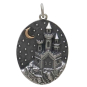 Sterling Silver Castle with Bronze Moon Charm Front View