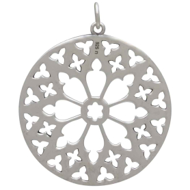 Sterling Silver Cathedral Rose Window Pendant Back View
