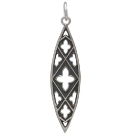Sterling Silver Gothic Marquis Pendant Front View