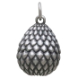 Sterling Silver 3D Scaled Dragon Egg Charm Front View