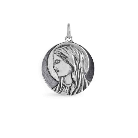 Nina Designs Sterling Silver Virgin Mary Portrait Charm 24x18mm