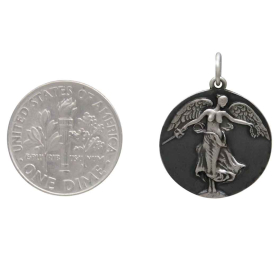 Sterling Silver Victory Angel Pendant with Dime
