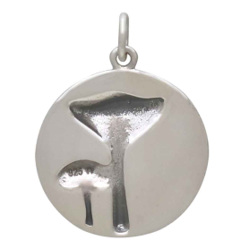 Sterling Silver Five Mushrooms Charm Back View