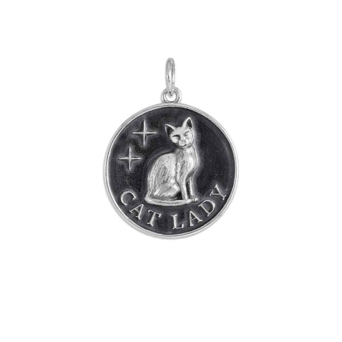 Nina Designs Sterling Silver Cat Lady Charm 23x18mm