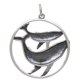 Sterling Silver Mama and Baby Whale Pendant Back View