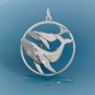 Sterling Silver Mama and Baby Whale Pendant 31x25mm