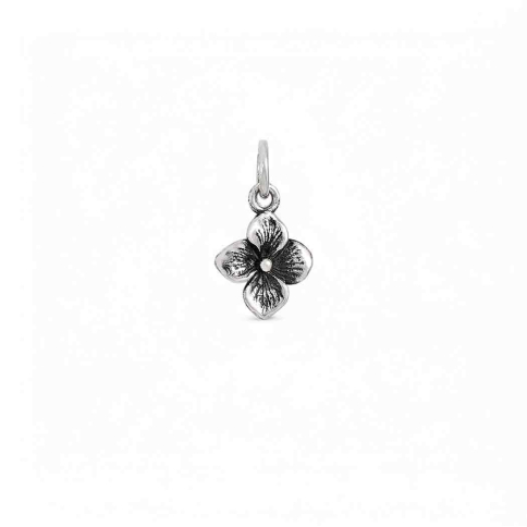 Nina Designs Sterling Silver Small Single Hydrangea Charm 15x9mm