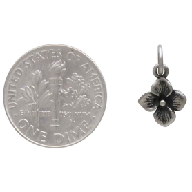 Sterling Silver Small Single Hydrangea Charm with Dime