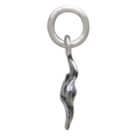 Sterling Silver Small Single Hydrangea Charm Side View