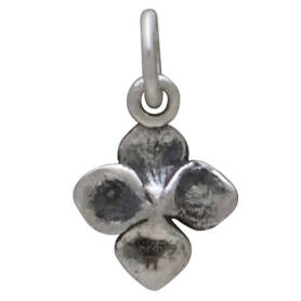 Sterling Silver Small Single Hydrangea Charm Back View