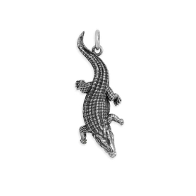 Sterling Silver Alligator Pendant 30x12mm