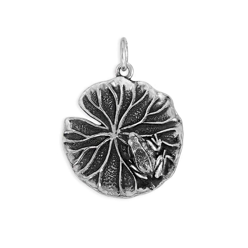 Nina Designs Sterling Silver Frog on Lilypad Charm